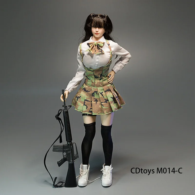 Cdtoys M014 M015 1/ 6 Scale Women's Camouflage Armed Tactical Python JK Uniform Pleated Skirt Suit for 12