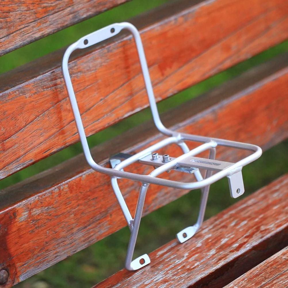 Aluminum Alloy Front Basket Rack 20 Inch Folding Mountain Bike V Brake Mount Silver Retro Style Cycling Cargo Carrier Accessory - view 2