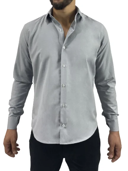 Gray Slim Long Sleeve Social Shirt