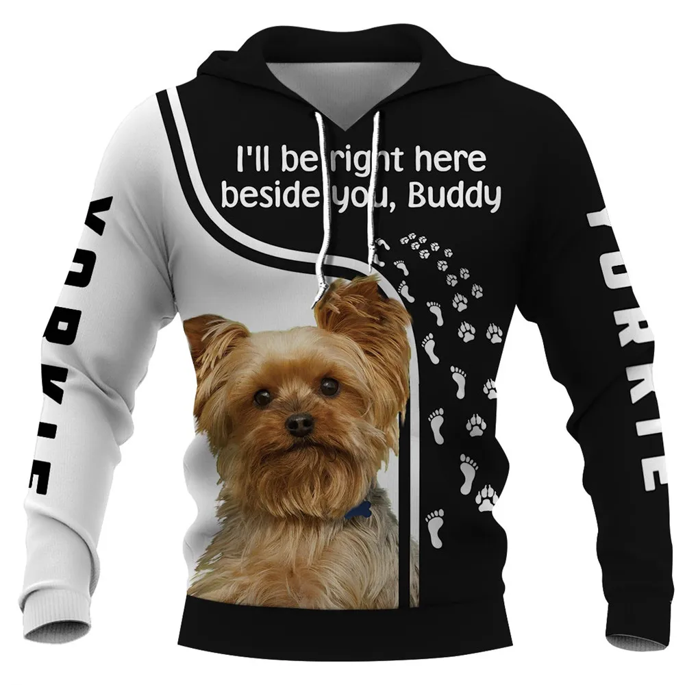 

HX Cute Yorkie Hoodies 3D Graphic Animals Dog Footprint Hoodie Sweatshirts Pullovers Harajuku Streetwear Dropshipping