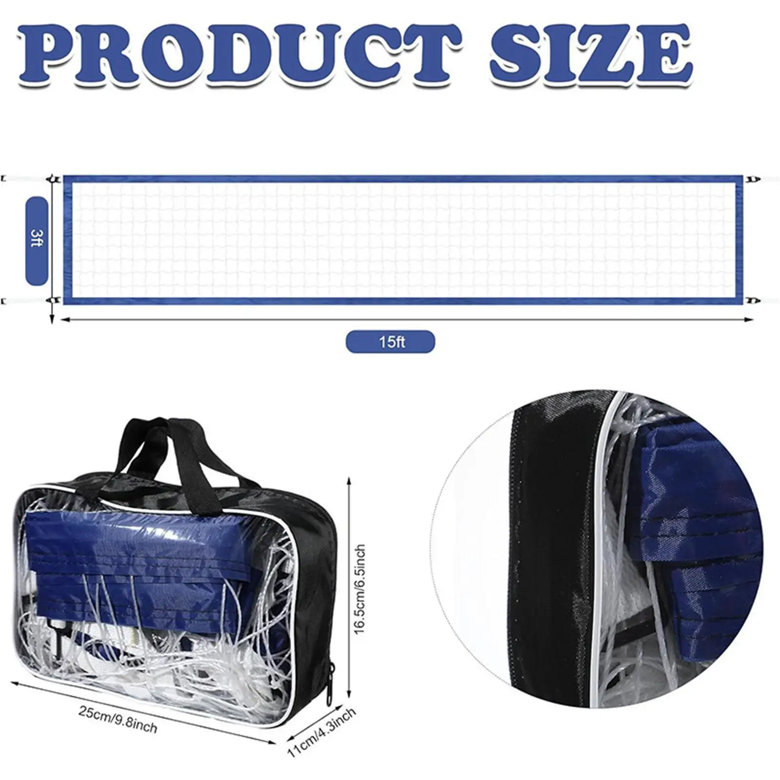 

Волейбольная сетка для тренировок, портативная, сверхпрочная, для пляжа, бадминтона, складная, 4.5Мx1М, замена для использования в парке, на заднем дворе, на пляже, у бассейна