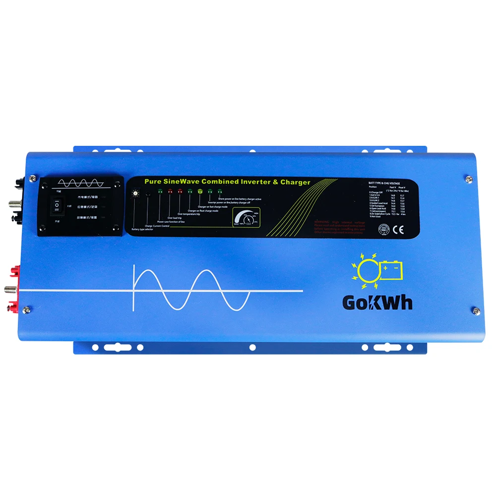 Real 3000W 3KW Combination Inverter Charger 12V 24V 48V DC 220V AC LFP LiFePO4 Lithium ion AGM Lead Acid GEL Battery RV Inverter