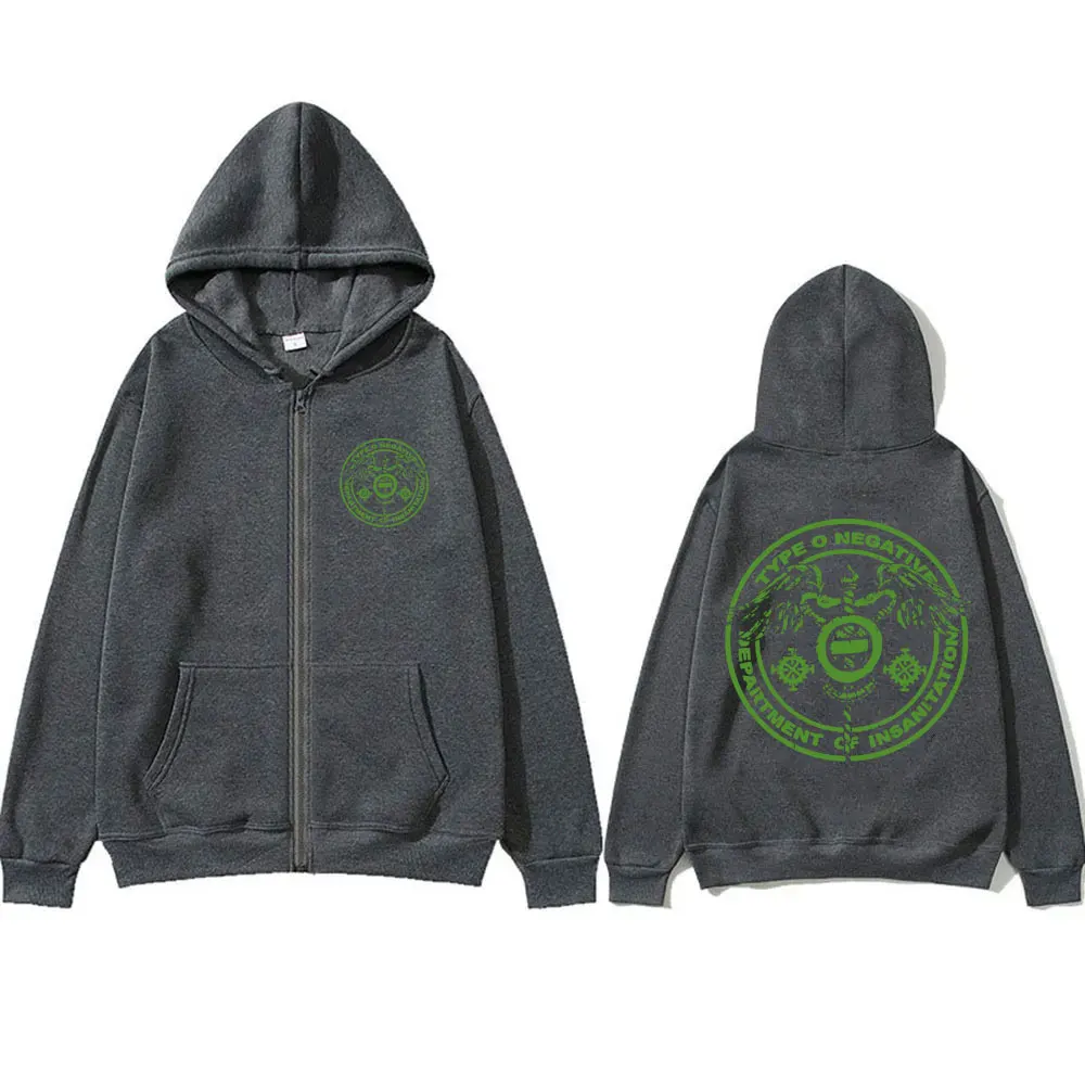 Type O Negative Department of Insanitation Zipper Hoodie Male Rock Oversized Zip Up Jacket Men Vintage Metal Gothic Punk Hoodies