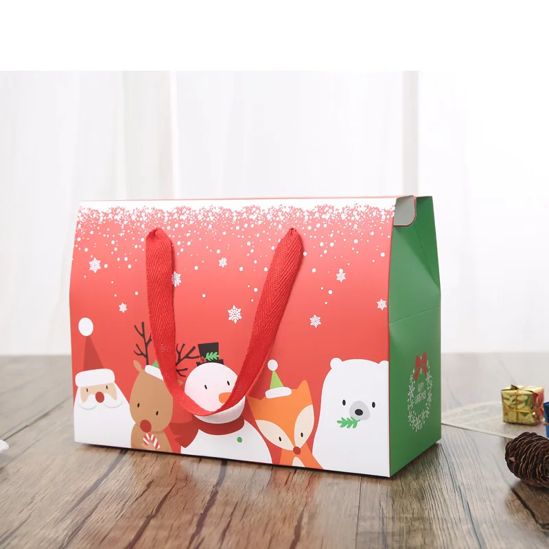 Korean Style Xmas Gift Wrapping Paper Box High Quality Hand-carrying Snack Gift Package Empty Box Big Capacity Cartoon Paper Box