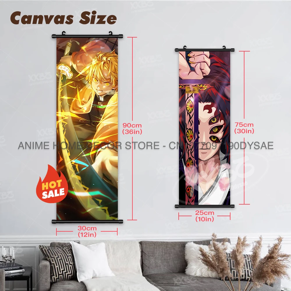 Dämonentöter: Dämonentöter: Kimetsu no Yaiba Poster Anime Home Decorative Kamado Tanjiro hängende Malerei Agatsuma Zenitsu Scroll Bild – Detail 4