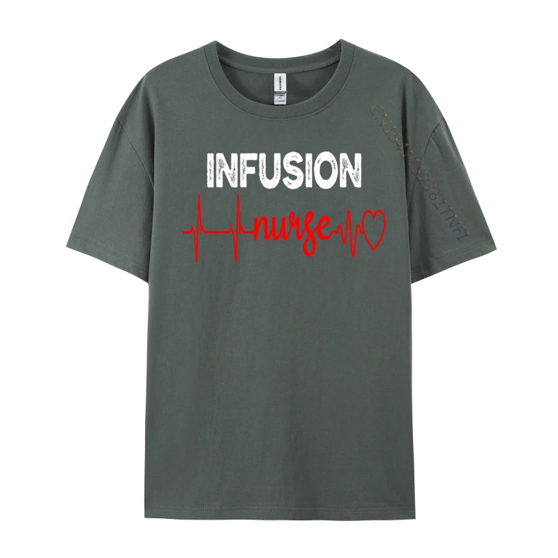 Infusion Nurse Rn Heartbeat Ekg Chemotherapy Therapy Nurse Tops T Shirt Funny Special Custom Men Top T-Shirts Custom Tee-Shirt