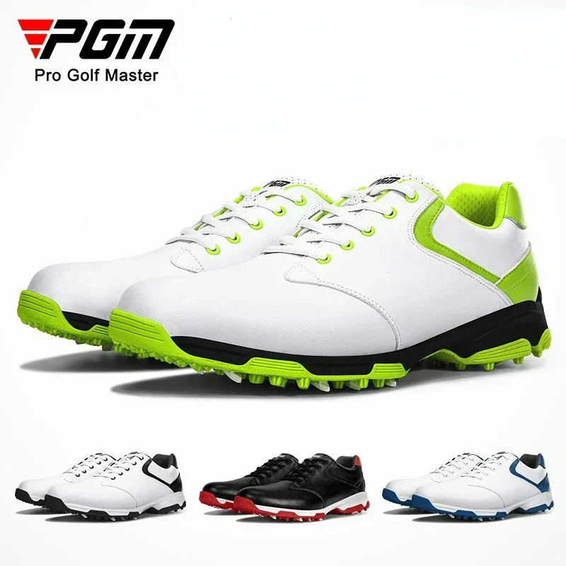 Pgm sapatos de golfe à prova dwaterproof água dos homens confortáveis tênis de golfe ao ar livre calçados de caminhada anti deslizamento tênis atlético xz051