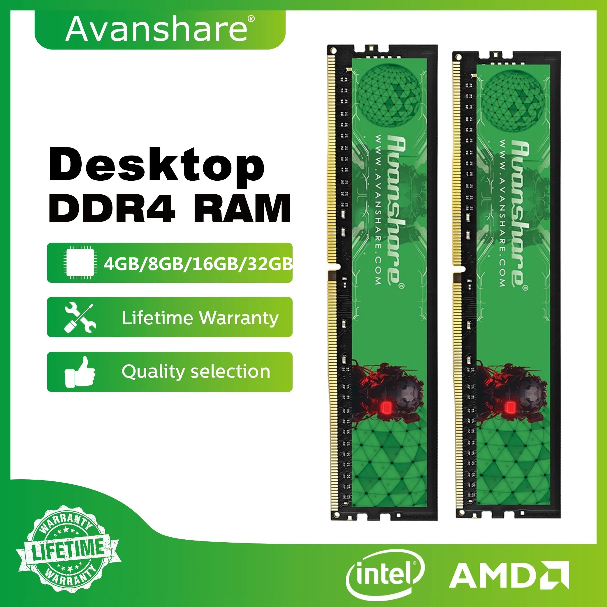 Imagem -05 - Memória Ram Avanshare Ddr4 4gb 8gb 16gb 32gb 1333 1600 2133 2400 2666 3200 Mhz Ddr3 Ddr4 Memória de Desktop sem Ecc Dimm sem Buffer