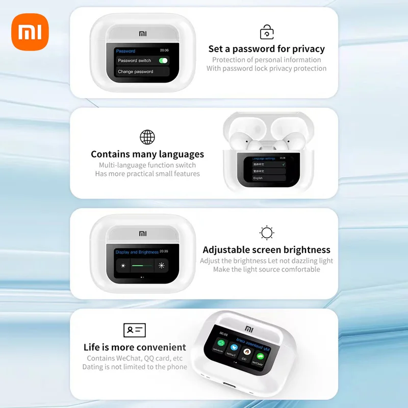 Xiaomi-Écouteurs sans fil ANC avec écran LED, suppression du bruit, Bluetooth, écouteurs allemands inconnus, écouteurs de sport avec micro, Android, iOS, A8 Pro