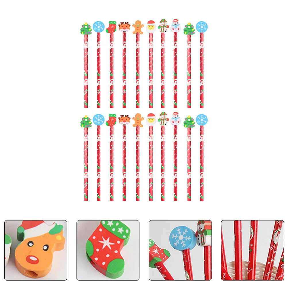 

Toddlers Writing Pencil Christmas Pencils with Eraser Paint Kids Stationery Kit