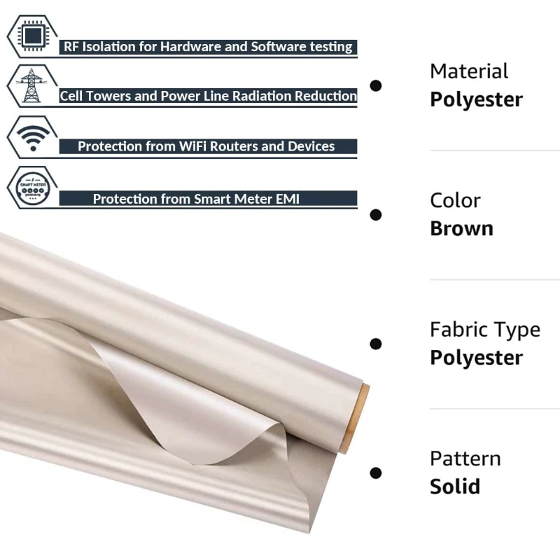 1-2m EMF Protection Fabric Anti Radiation Blocking RFIDs Signal Wifi EMI LF RF High-Shielding Conductive Fabric Cloth For Lining