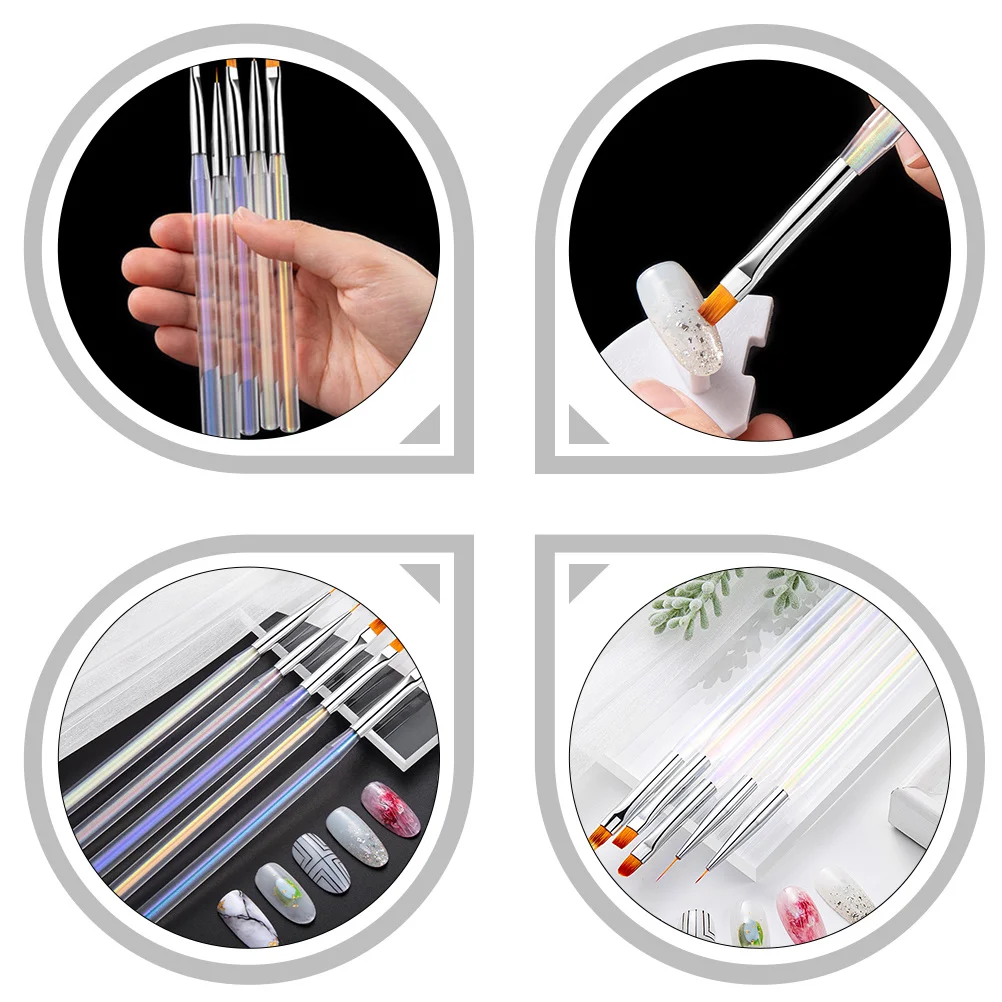 5 個ネイル描画ペンセットプロフェッショナルアクリルハンドルネイルアートブラシクリエイティブマニキュアペイント DIY ツールのためのスムーズな流れ