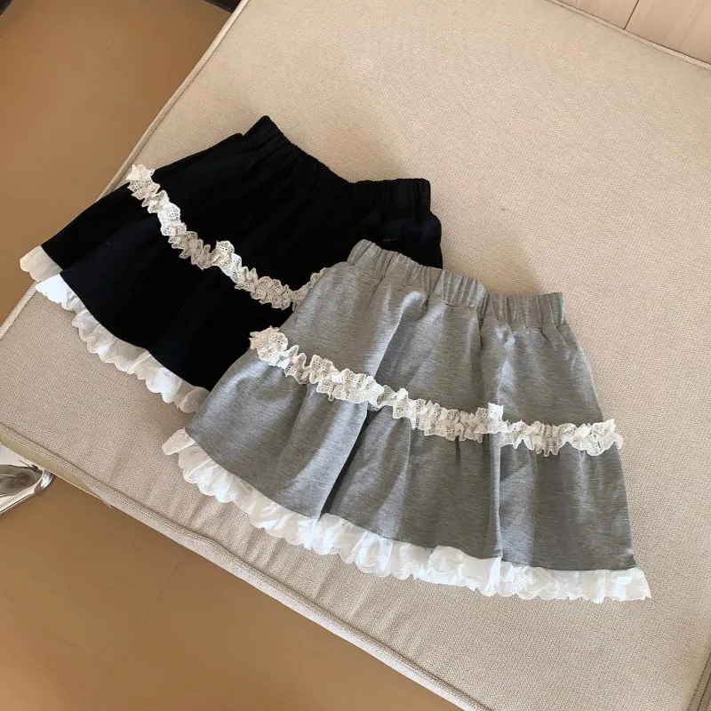 New Japanese Lolita Style Sweet Cute Lace Versatile Daily Wear Two-color Cake Skirt Women's Clothing Short Slimming Mini Skirts