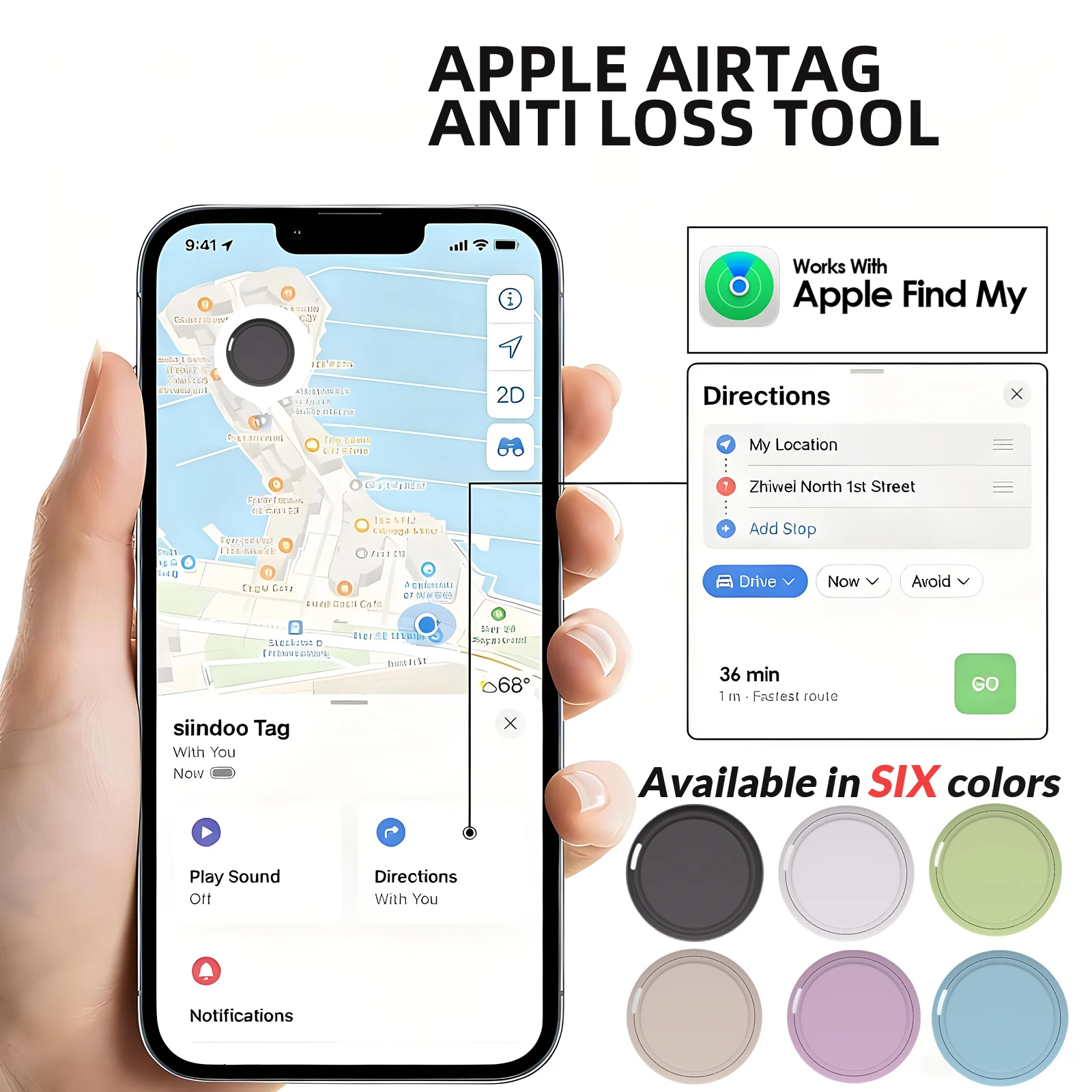 Smart GPS Tracker Tag Suitable For Apple iOS Airtag Anti Loss Locator Car Keys Bicycles Elderly People Pets Anti Loss Tracker