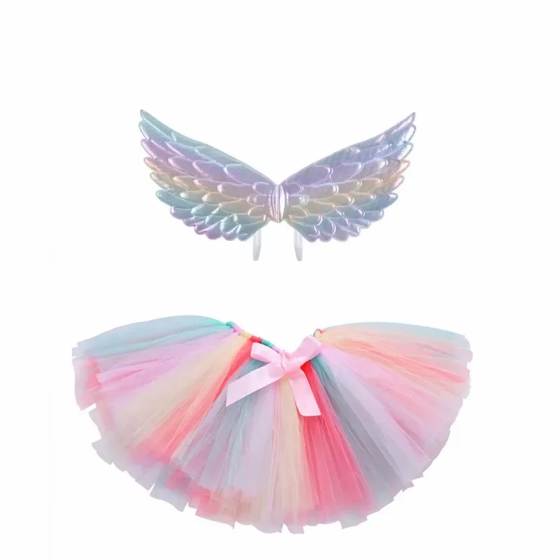 Baby girls unicorn tutu skirt outfit for kids birthday party tulle skirts set children Christmas Halloween costumes with wings