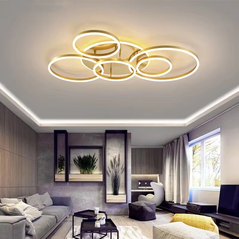 

Ceiling Circle Light Postmodern LED Ring Lamp Ceiling Lights Home Decoration Black/White/Golden Indoor Lighting Foyer Bedroom