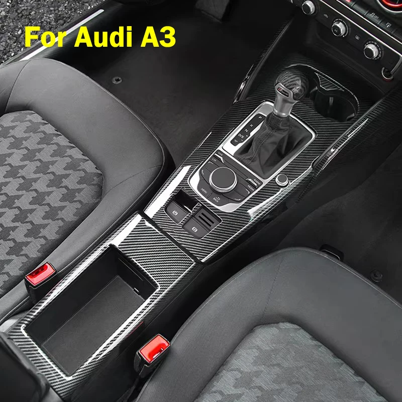 For 14-20 Audi A3 Interior Carbon Fiber Pattern Modification, Central Control Panel Armrest Box, Interior Decoration Products
