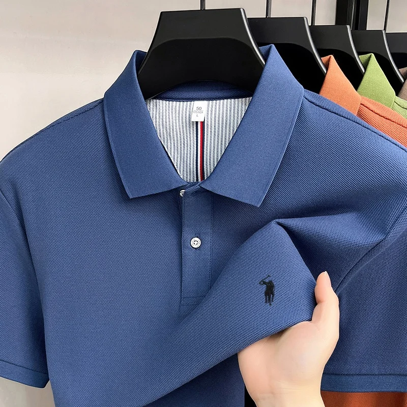 Luxury pony embroidery short sleeve Polo shirt 100%cotton high end brand men's new fashion summer breathable casual golf T-shirt
