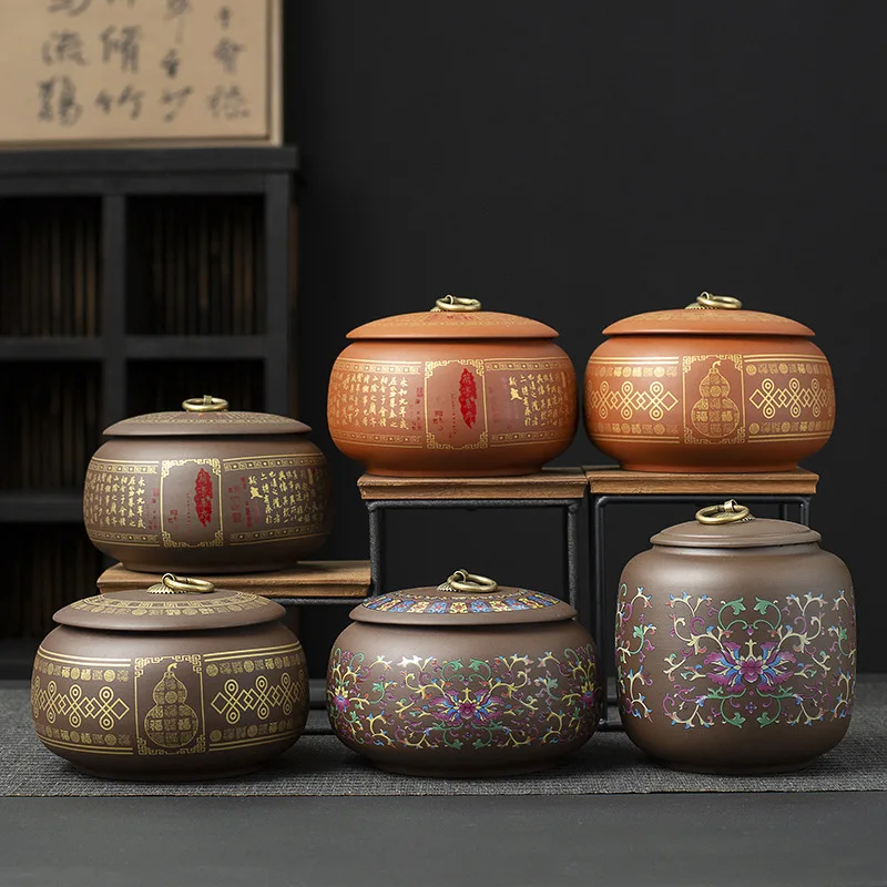 

Винтажная керамическая банка для чая с фиолетовым песком, бытовая герметичная влагостойкая банка для хранения чая, кофейных зерен, современный контейнер для хранения конфет