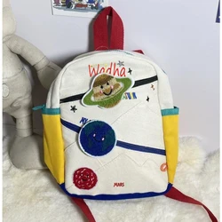 Benutzerdefinierte Kindertasche Kindergarten Schultasche Niedlicher Planet Leichter Babyrucksack Canvas Rucksack Mädchen Jungen Geburtstagsgeschenke