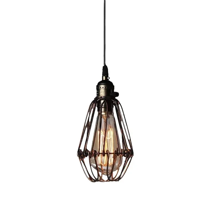 

American country industrial style dining room bedroom light cross-border wrought iron retro small iron cage chandelier