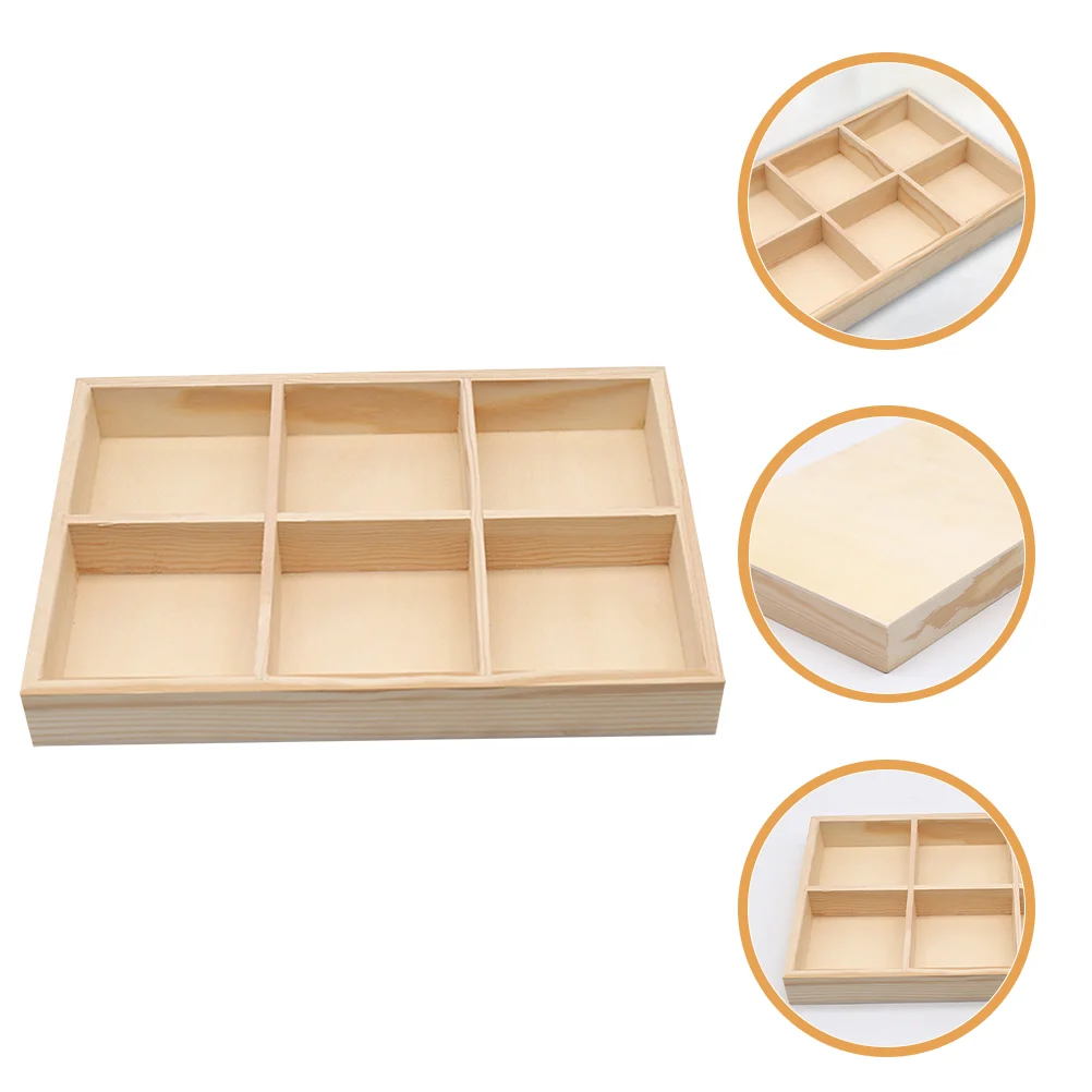 Crayon Colored Holder 235X16X3CM Pine Wood Desk Accessories 6-compartment Storage Case