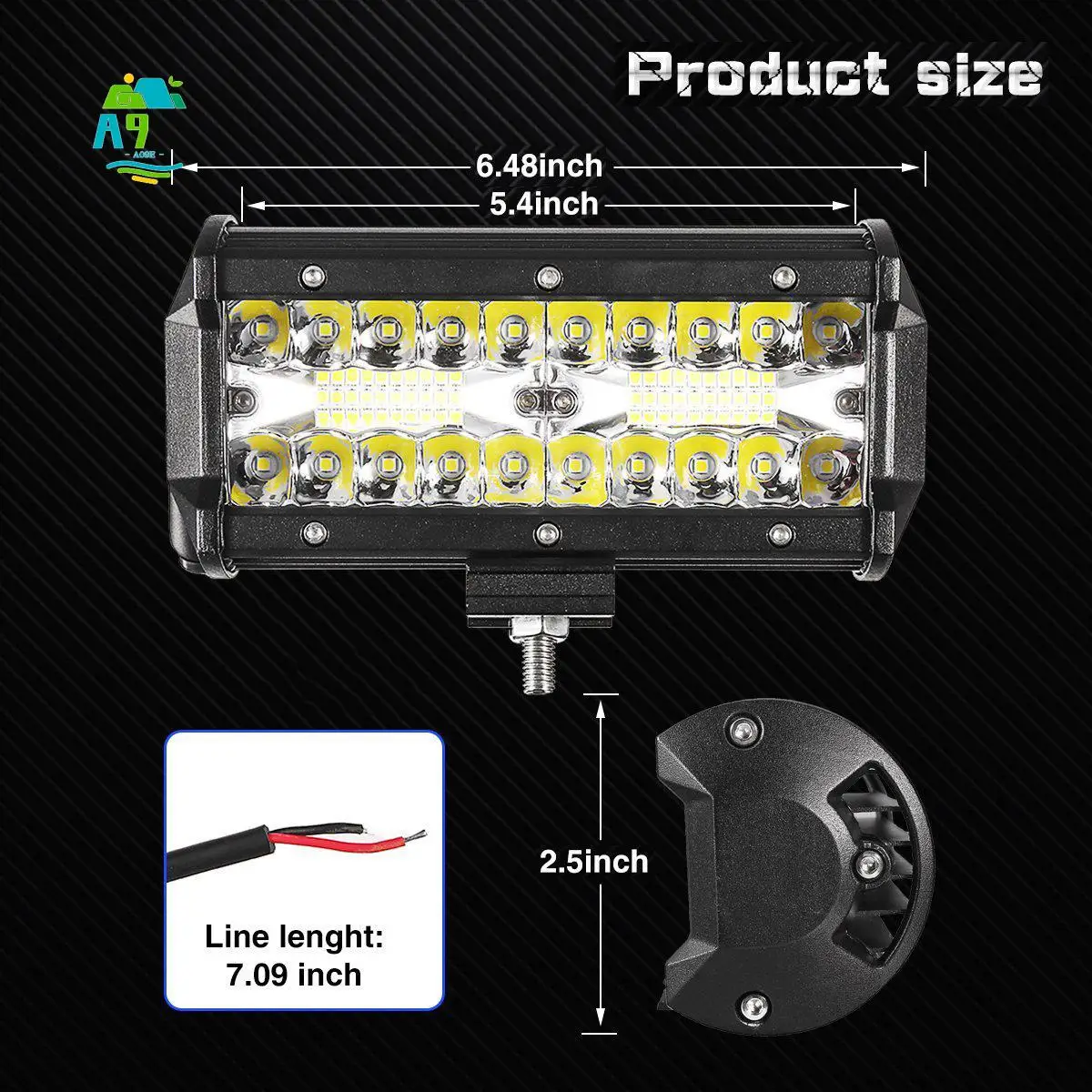 

A09E-7 Inch 120W Combo Led Light Bars Spot Flood For Work Driving Offroad Boat Car Tractor Truck 4X4 SUV ATV 12V 24V