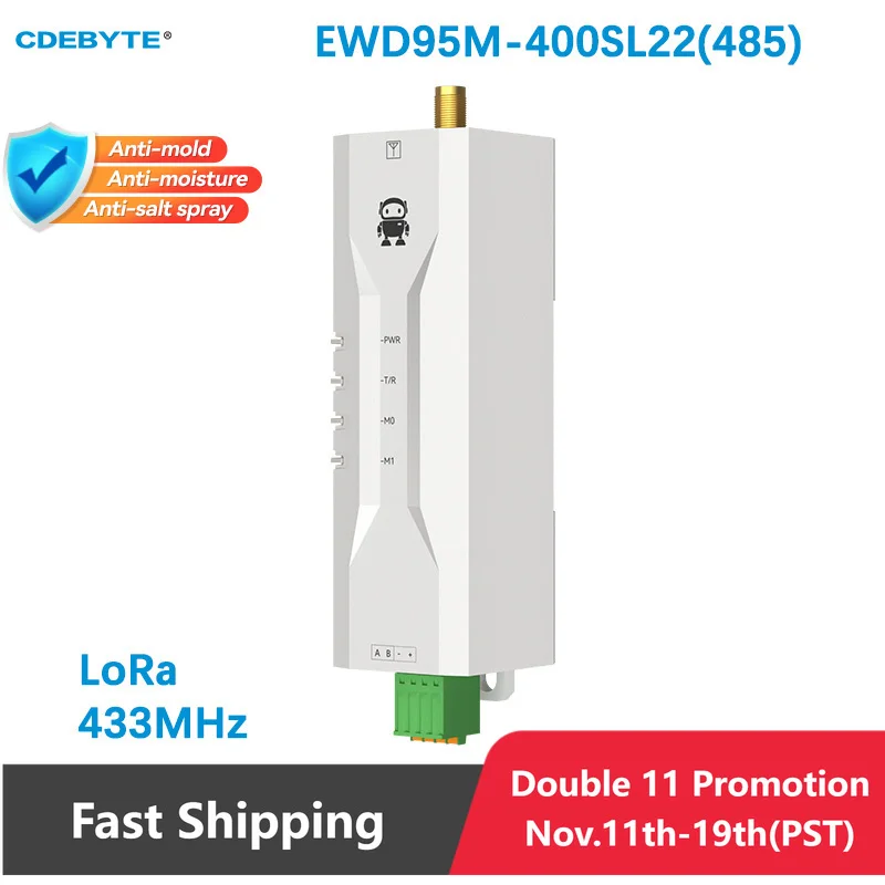 LoRa Spread Spectrum DTU Wireless Digital Transmission Radio Ultra Small Size RS485 Din Rail CDEBYTE EWD95M-SL/GL Series