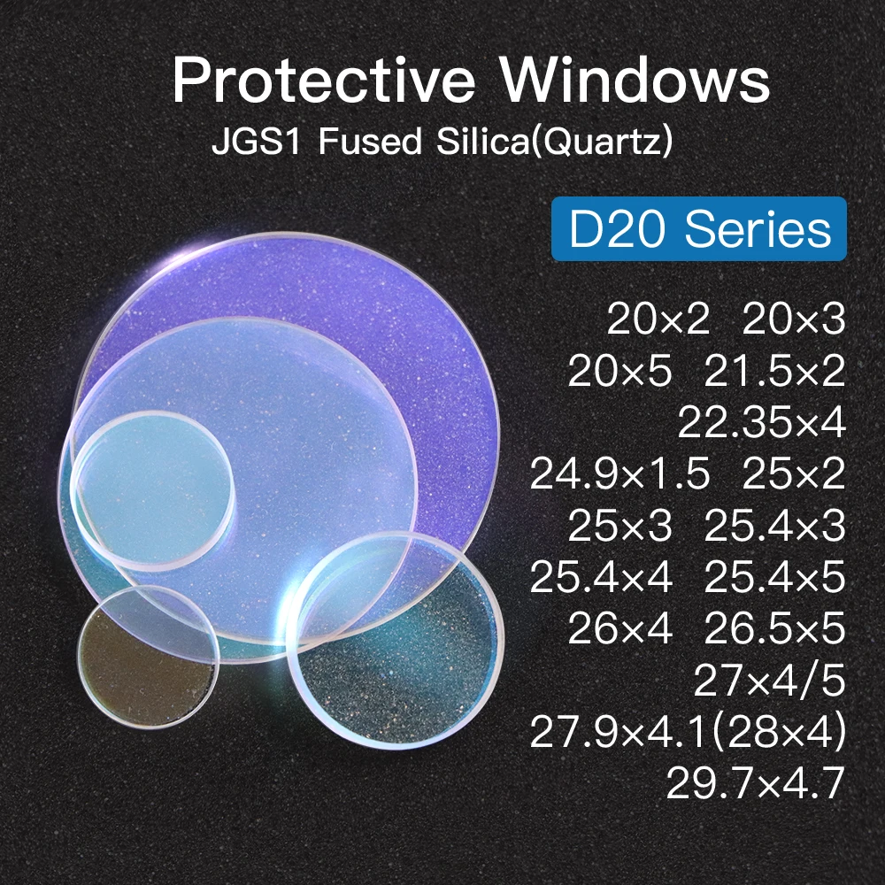 

FONLAND Laser Protective Windows Diameter 20mm -29mm Quartz Fused Silica for Fiber Laser 1064nm Precitec Raytools WSX