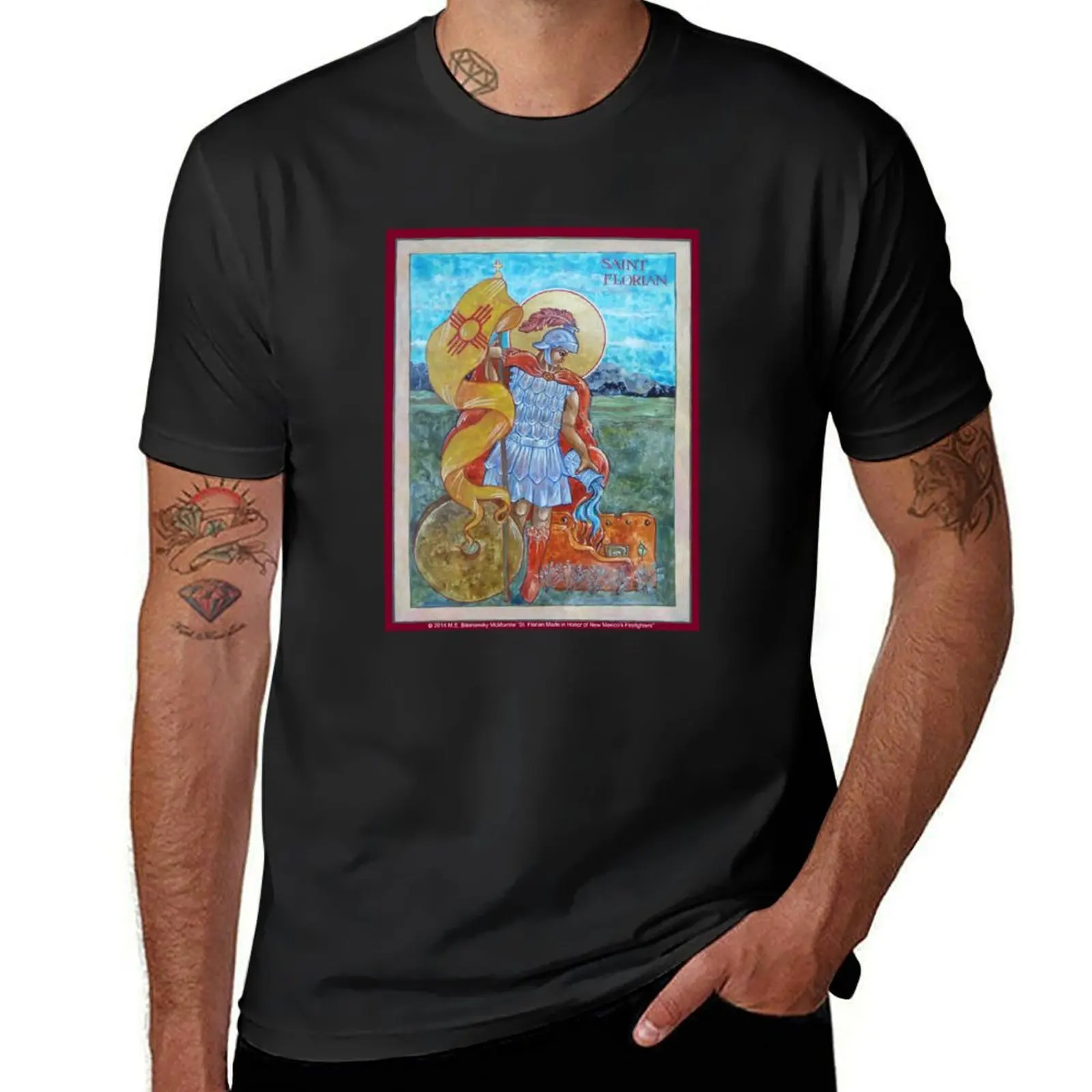 

St. Florian Icon - Patron Saint of Firefighters. T-Shirt luxury t-shirt plus size tops custom shirt mens designer t shirt