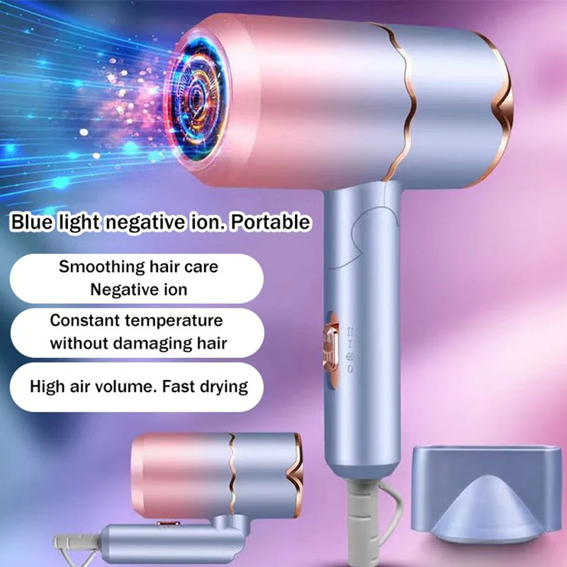 سلبي أيون للطي مجفف الشعر للطي مجفف شعر الهواء الساخن أنيون العناية بالشعر للمنزل مجفف الشعر أثناء السفر مجفف الشعر ضربة أكثر جفافا المحمولة