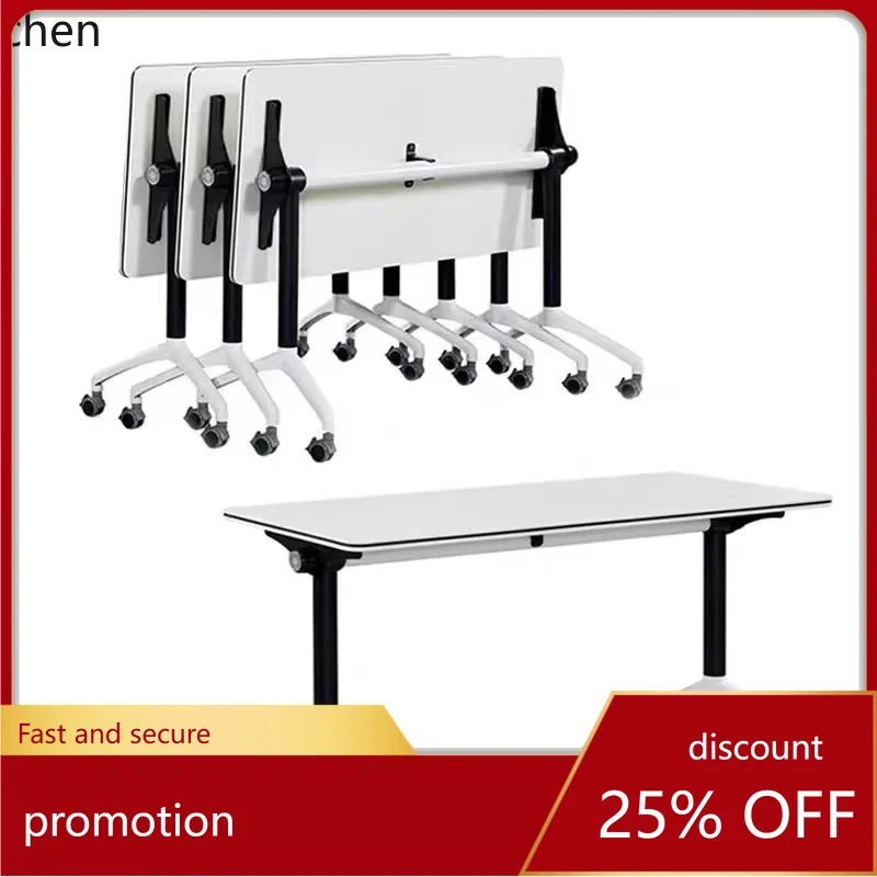 

Hxl modular folding training table conference table set with wheels - mobile desk