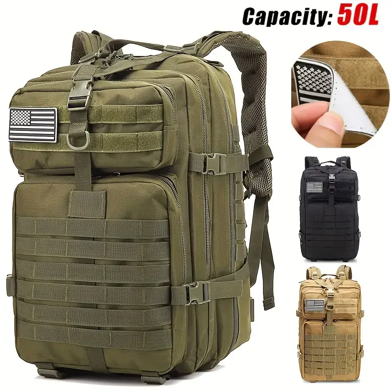 

50L Tactical Backpack Men's Camping Hiking Travel Rucksacks Men Waterproof Outdoor Sports Multi-functional Survival Bags