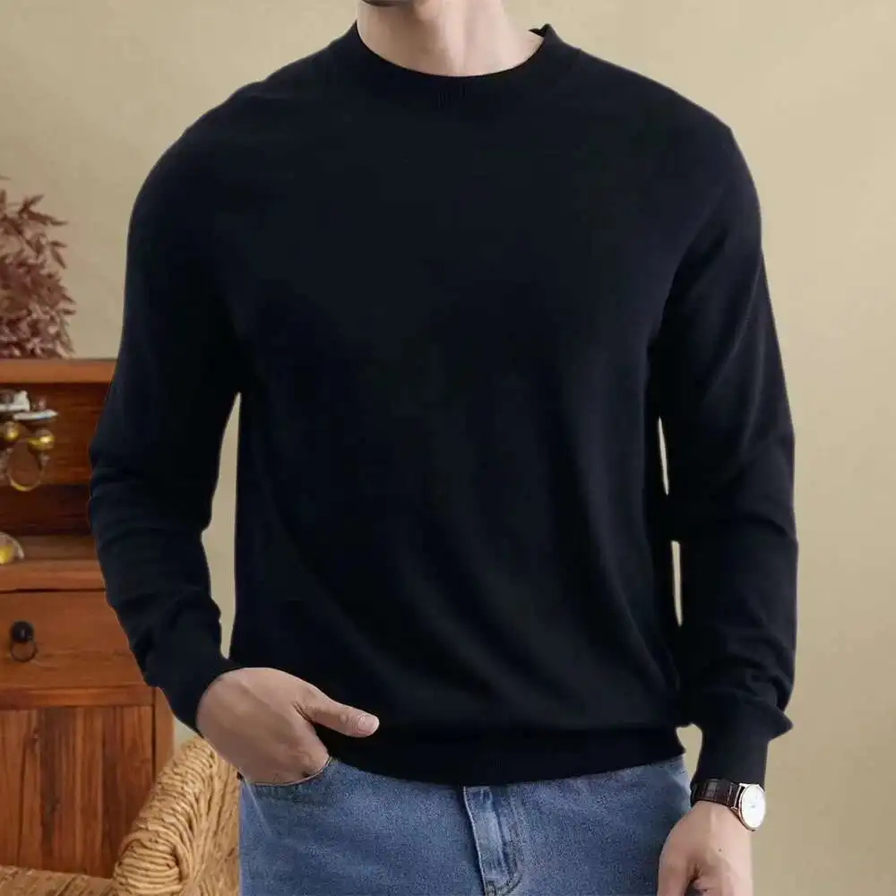 남성용 멀티 컬러 심플 홈 풀 옴므 스웨터, 2024 가을 양모 니트 스웨터, 캐주얼 소셜 클럽 의상, 헤렌 풀오버