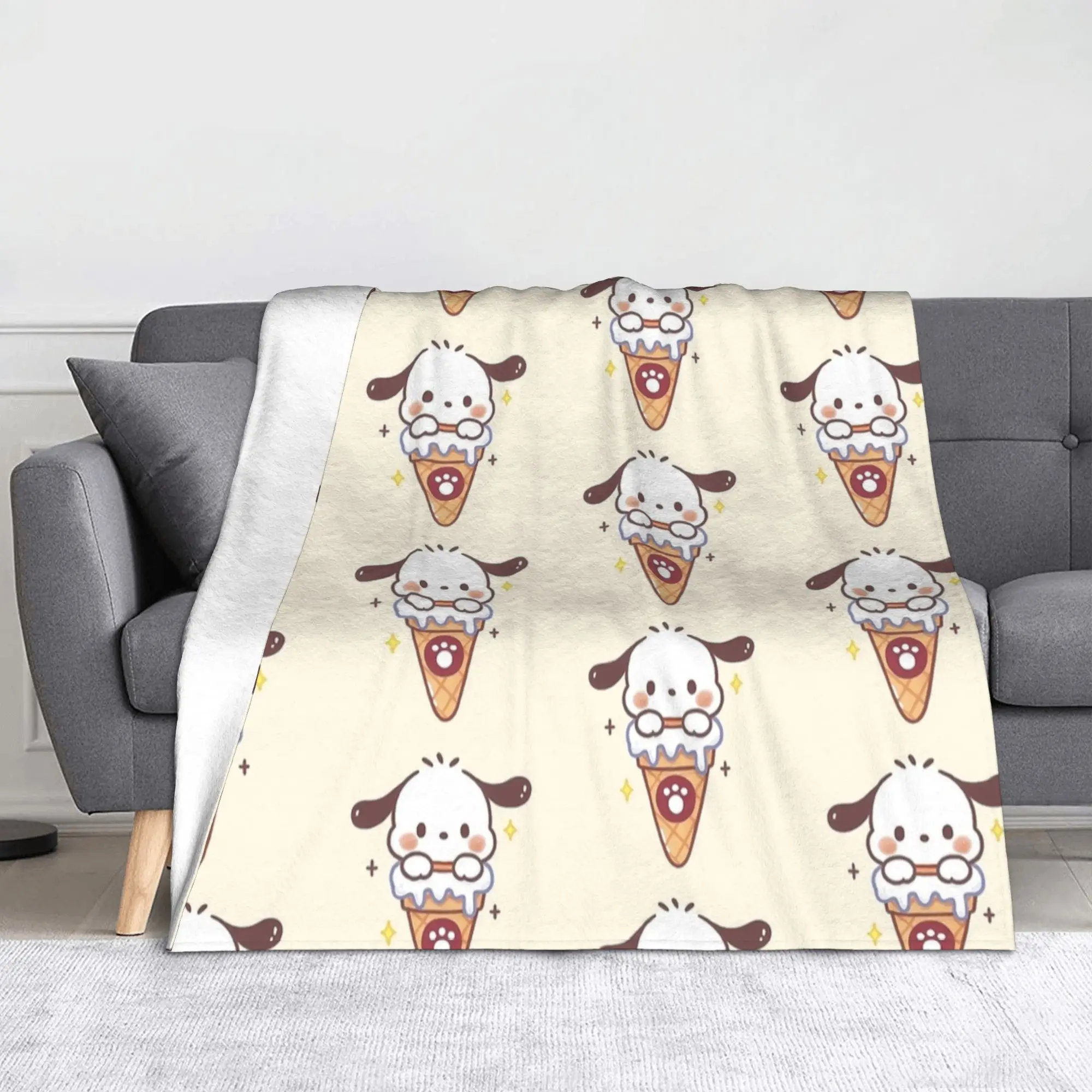 Pochacco الآيس كريم حلم بطانية الفانيلا النسيج ديكور متعددة الوظائف الدافئة رمي بطانية للفراش مكتب الفراش يلقي #1