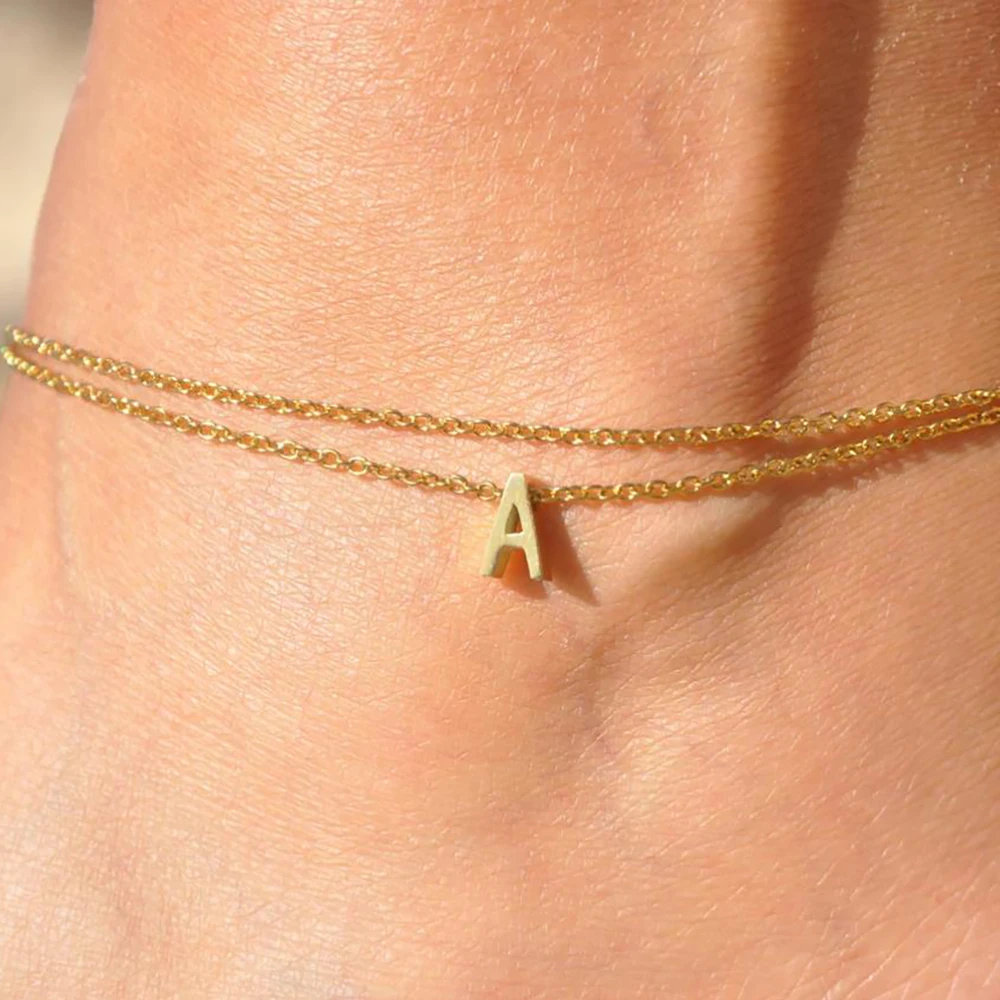 Layered custom anklets, initial anklets, letter anklets, personalized anklets, name anklets, gifts for her