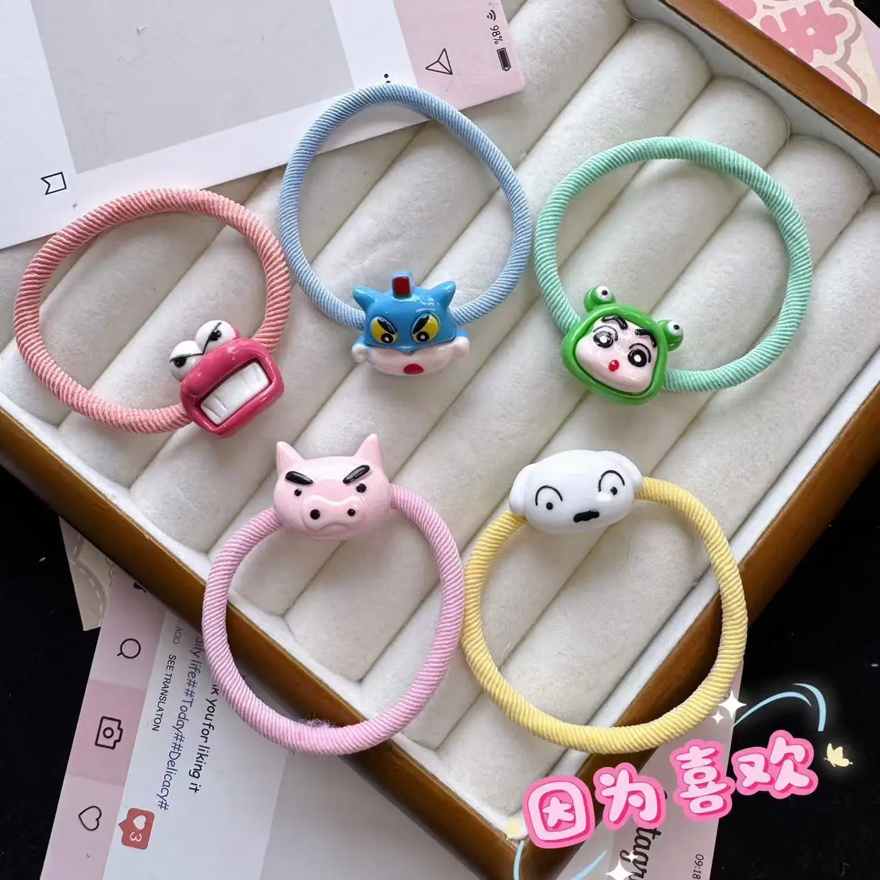 Crayon Shin-chan Buntes Haarband Niedliches Stirnband Mädchen-Herz-Haargummi Freundschafts-Haardekoration