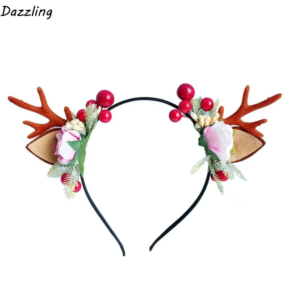 

Fashion Cute For Female Branch Flower Deer Horns Antlers Headband Korean Style Head Hoop Hair Accessories Women Hair Band