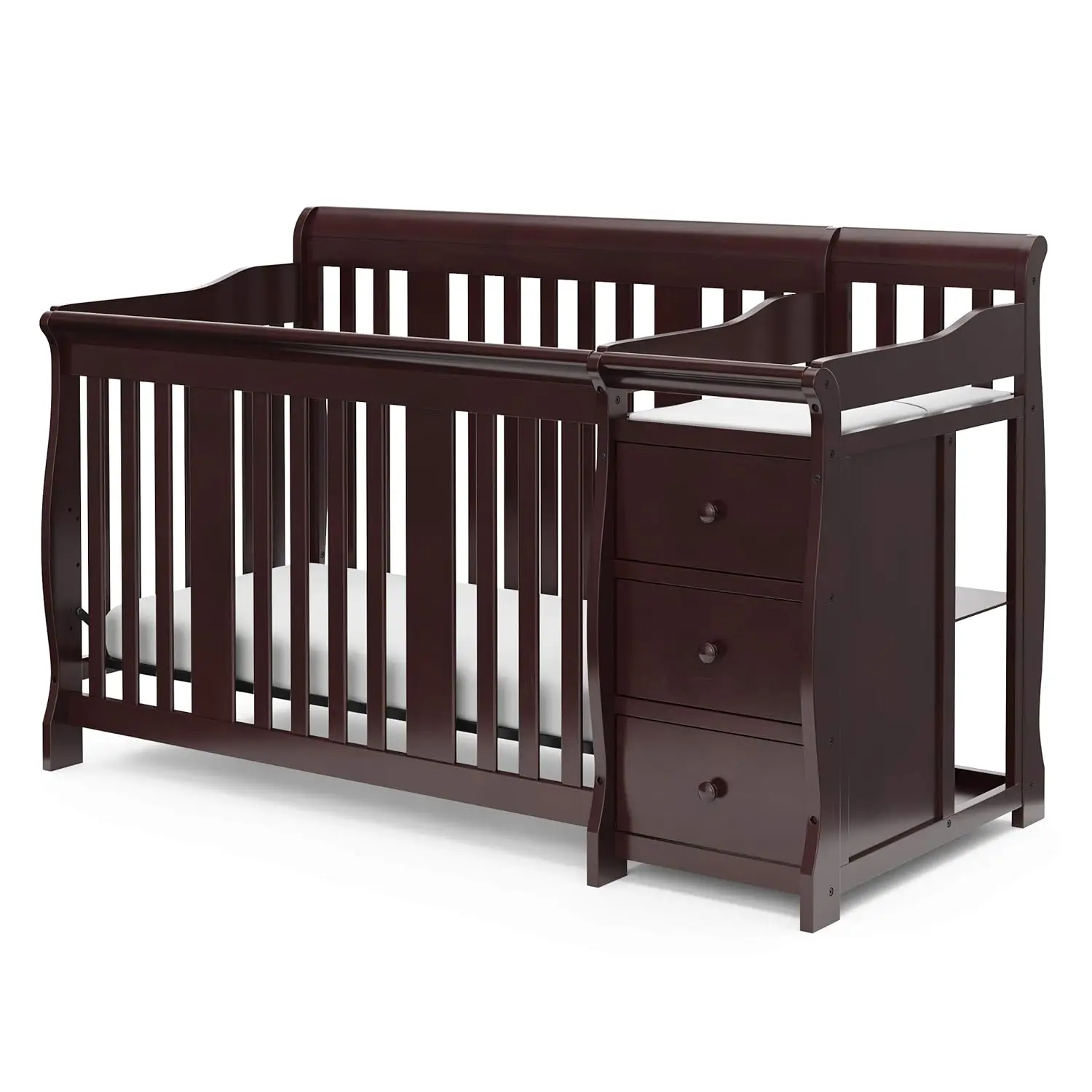 

Storkcraft Portofino 5-in-1 Convertible Crib and Changer (Espresso) – Crib and Changing -Table Combo with 3 Drawers, Includes