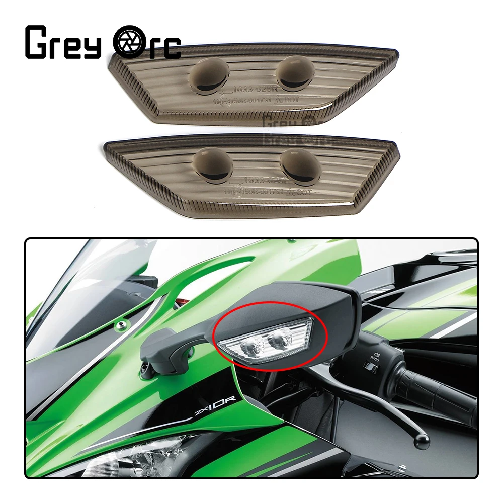 Rear View Side Mirrors Light Lens Rearview Mirror Turn Signal Cover For Kawasaki Ninja ZX-10R ZX10R ZX 10R 2011 2012-2014 2015