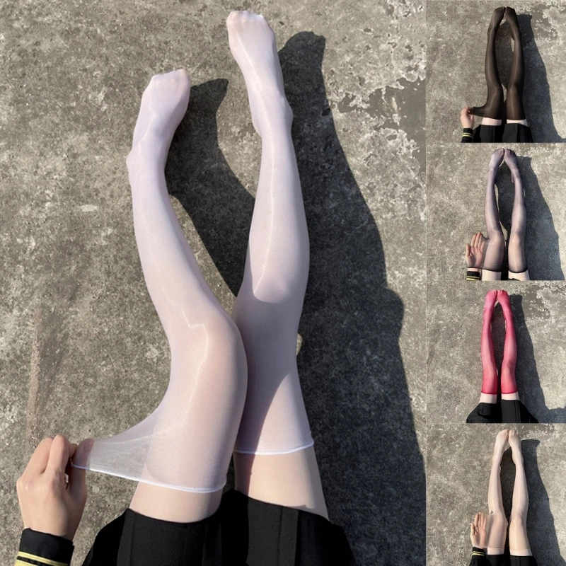 

Womens Shiny Ultra-Thin Silky Over Knee Socks Sexy Oily Shimmery Long Stockings Dropshipping