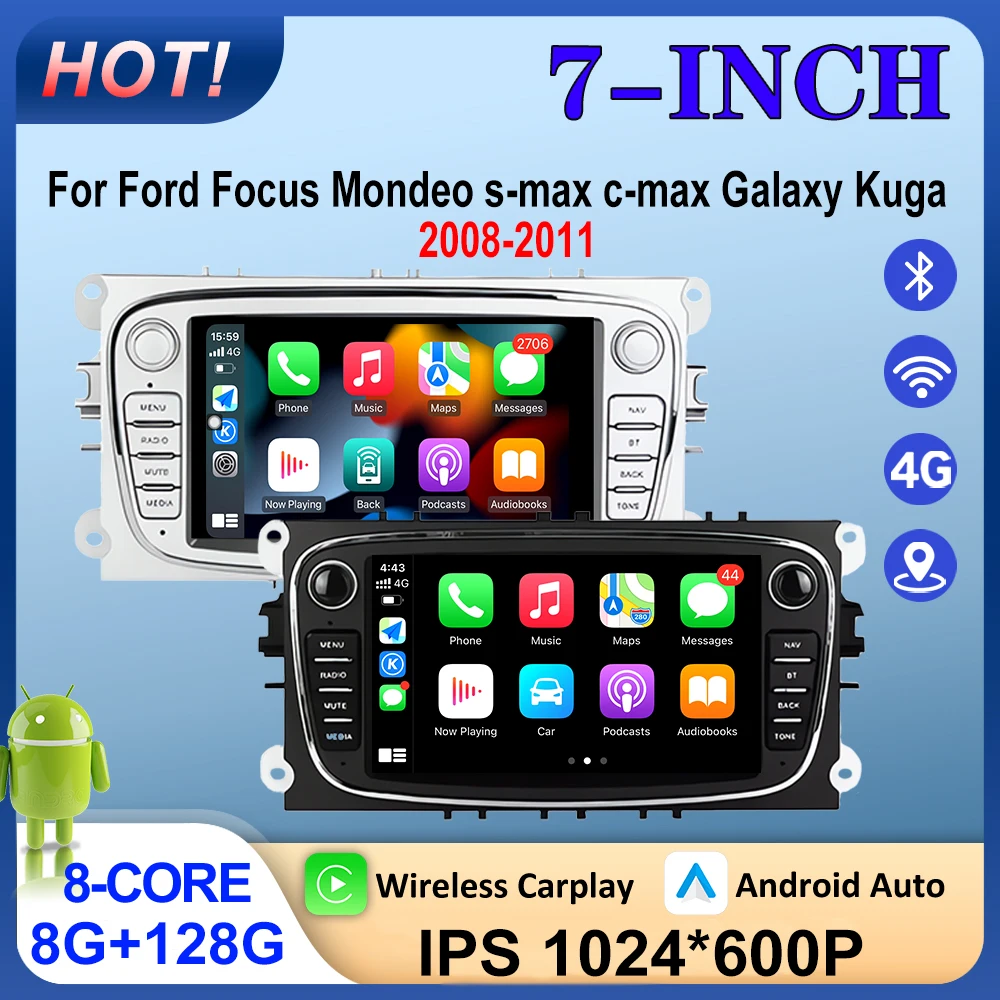 For Ford Focus Mondeo s-max c-max Galaxy Kuga 2008-2011Car Multimedia Player GPS Navigation Screen Wireless Carplay Radio Stereo