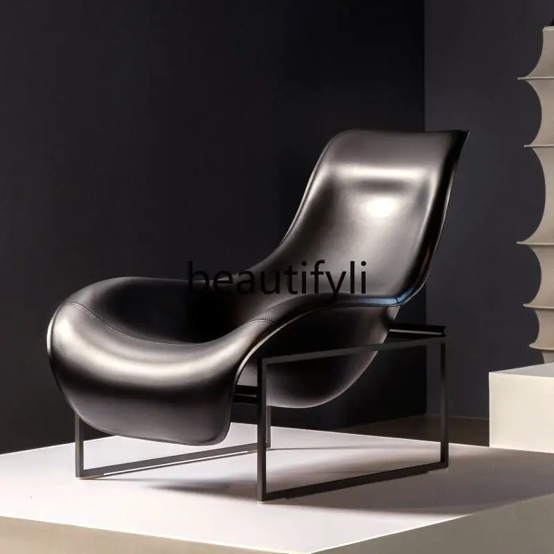 Italian villa single sofa chair living room leather recliner lazy duck tongue chair