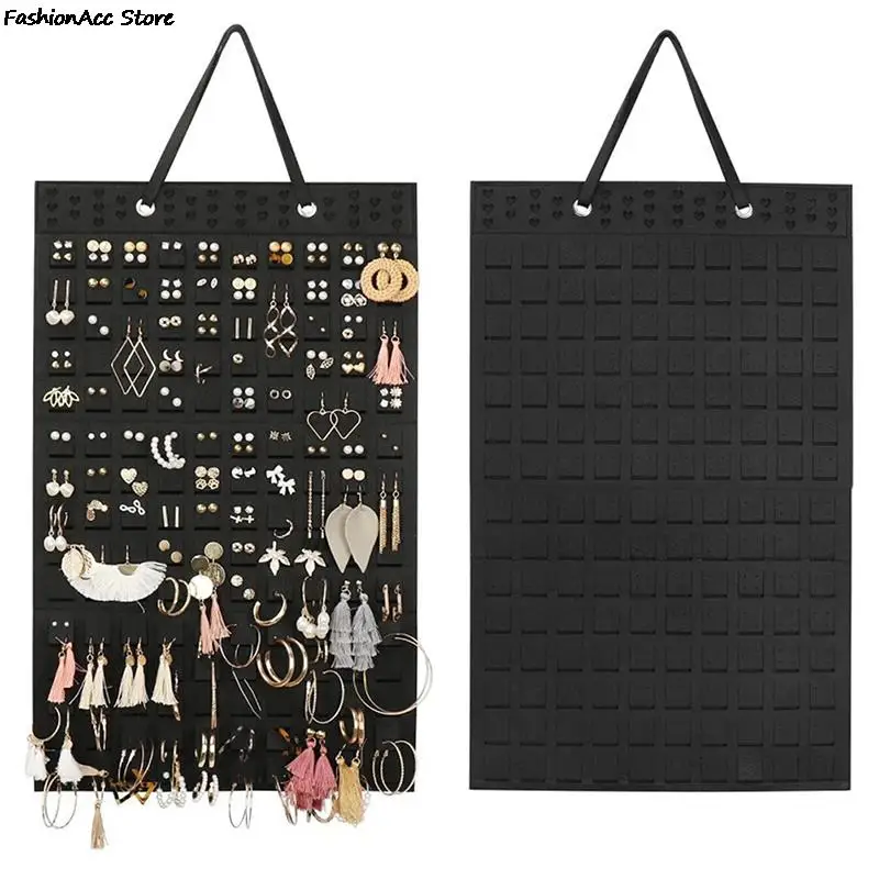 

Wall Mounted Jewelry Display Organizer Bag Vertical Earring Necklace Bracelet Organizer Bag Sticky Stick On Wall Color