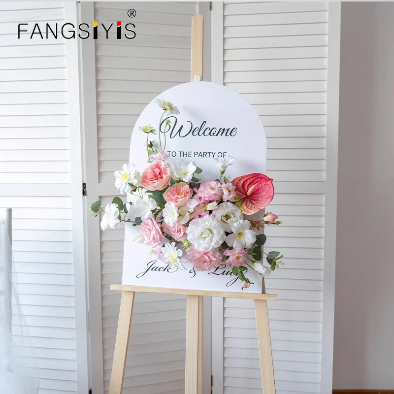 

luxury Wedding Welcome Sign Flowers Artificial Corner Floral Road Lead Marriage Party Arch Decor Hanging Flower Arrange decor