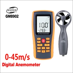 BENETECH anemometro LCD Digital Wind Speed Meter temperatura con interfaccia USB GM8902 0-45 M/S anemometro sensore del vento anemometro