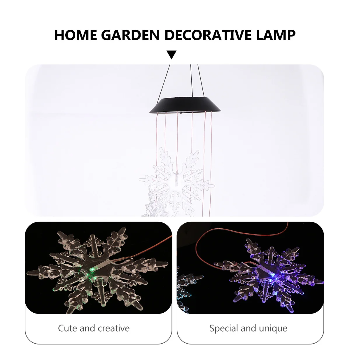 

1pc Solar Powered Led Snowflake Wind Chime Light Color Changing Outdoor Decorative Lamp For Christmas Garden Yard Decoration