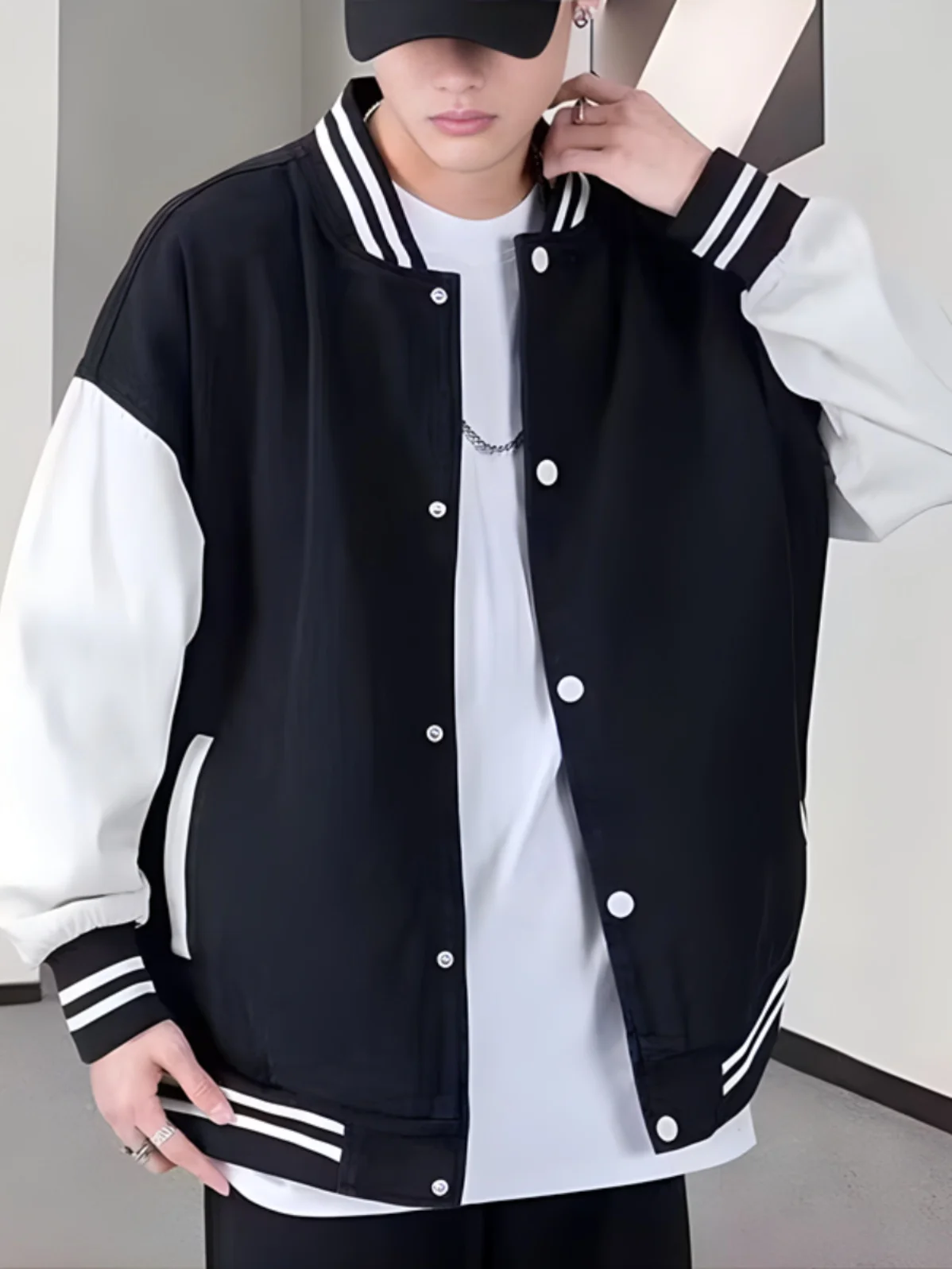 

Men's Baseball Jaet Color Blo Casual Retro Sportswear Spring Autumn Winter Youth Trendy Brand Student Couple's Coat