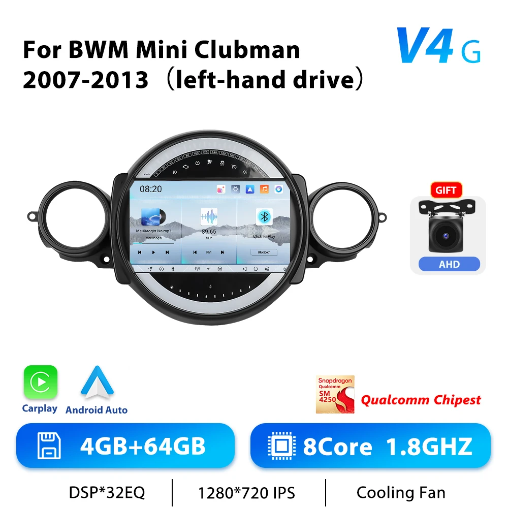 Podofo 9 "Autoradio Draadloze CarPlay Android Radio Voor BMW Mini Clubman 2007-2013 Multimedia GPS 4G WIFI Auto Intelligente Systemen