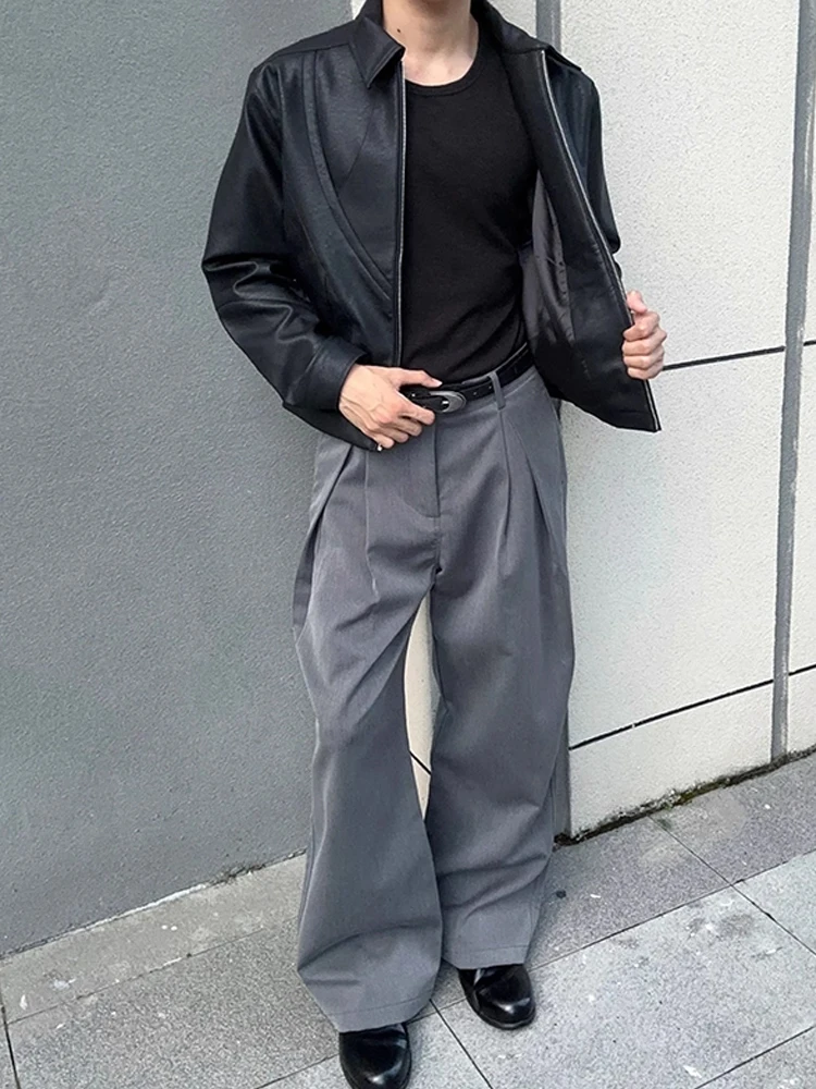 

American Sle Casual ey Draped Men's Autumn Straight Leg Pants Loose CleanFit Wide Leg Slimming Casual Trousers